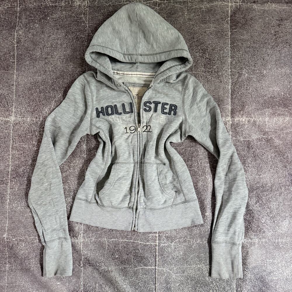 Women's Vintage Y2K Hollister Surf Heather Gray Zip Up Hoodie Sweatshirt Sz M